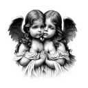 three little angels, no hear see speak only face tattoo design idea