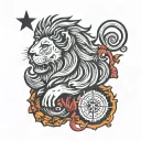 one lion and virgo zodiac sign with color tattoo tattoo design idea