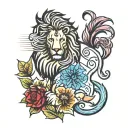 one lion and virgo zodiac sign with color tattoo tattoo design idea