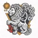 one lion and virgo zodiac sign with color tattoo tattoo design idea