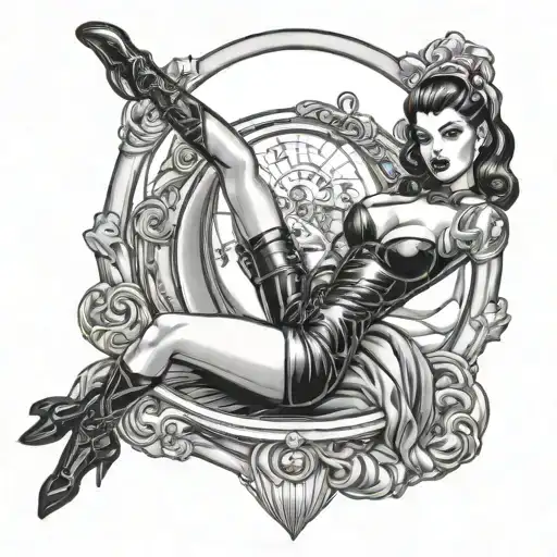 dominatrix pin up in latex tattoo design idea