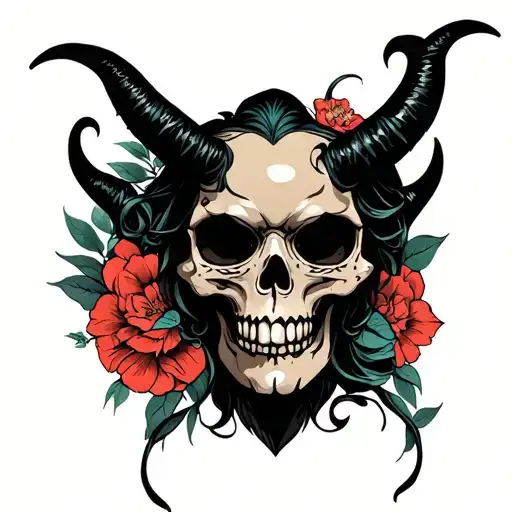 sexy skull demon tattoo design idea