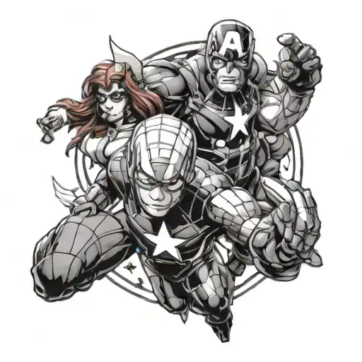 marvel characters tattoo design idea