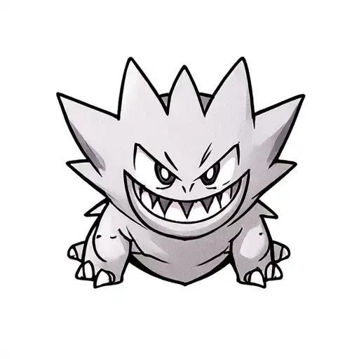 gba with gengar pokemon, rick and morty, inazuma eleven in 3D out of screen tattoo design idea