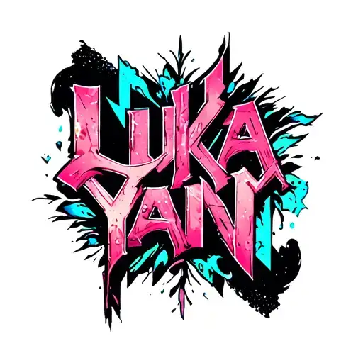 "Luka Yann" abstract lettering tattoo design idea
