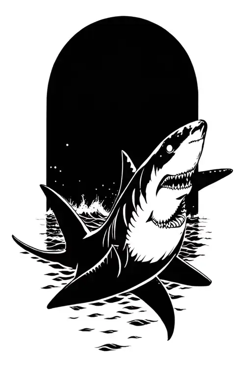 ocean shark surrounded tattoo design idea