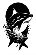 ocean shark surrounded tattoo design idea