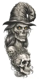 demonic witch alter tattoo design idea