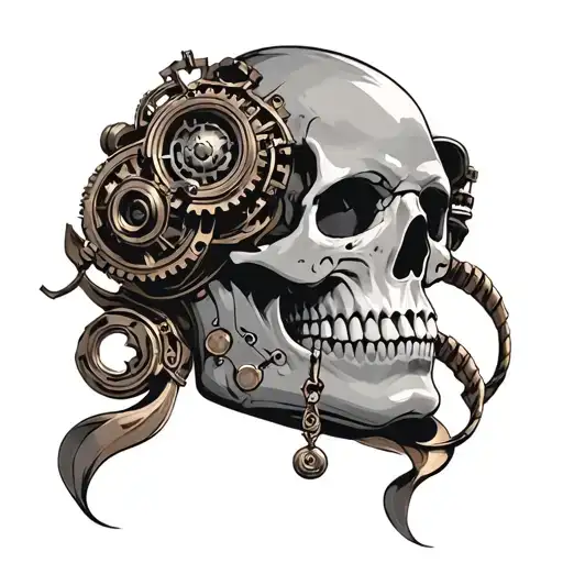 steampunk skull tattoo design idea