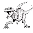 carnotaurus roaring, with big horns tattoo design idea