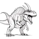 carnotaurus roaring, with big horns tattoo design idea