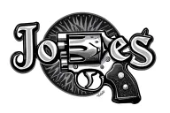 the last name jones in the shape of a revolver pistol tattoo design idea