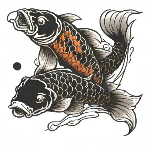 koi fish swimming tattoo design idea
