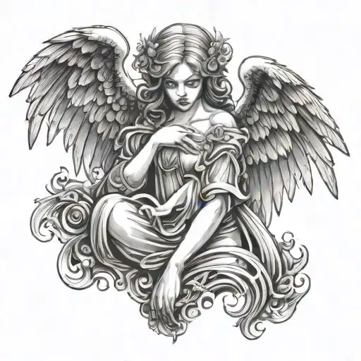 gothic angel tattoo design idea