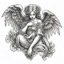 gothic angel tattoo design idea