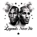 Michael Jordan and Kobe Bryant portrait with stars and smoke with the words legends never die tattoo design idea