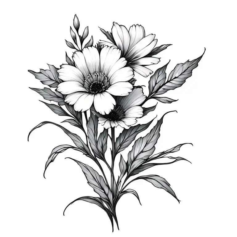 may, december, august birth flowers intertwined symbolizing tattoo design idea