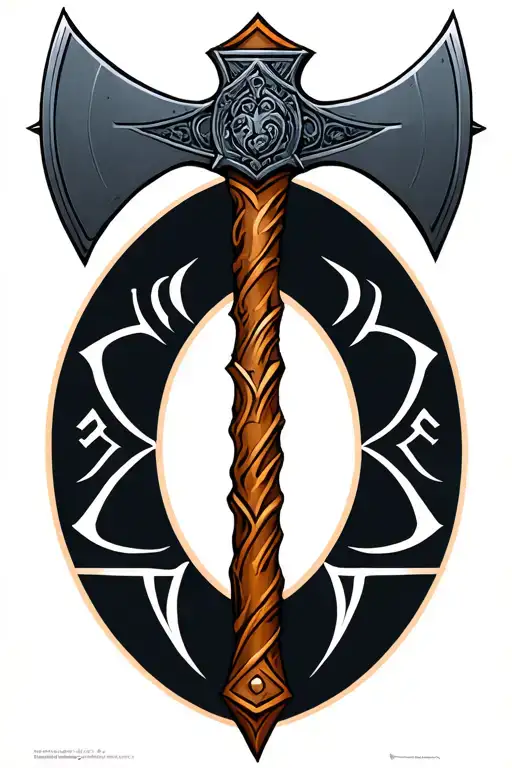 2-headed axe plus Pluto glyph  tattoo design idea