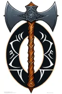 2-headed axe plus Pluto glyph  tattoo design idea