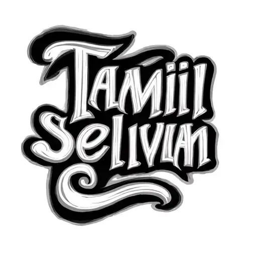 "Tamil Selvan" name tattoo design tattoo design idea