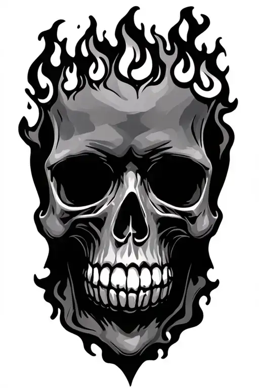 skull ouija flames tattoo design idea
