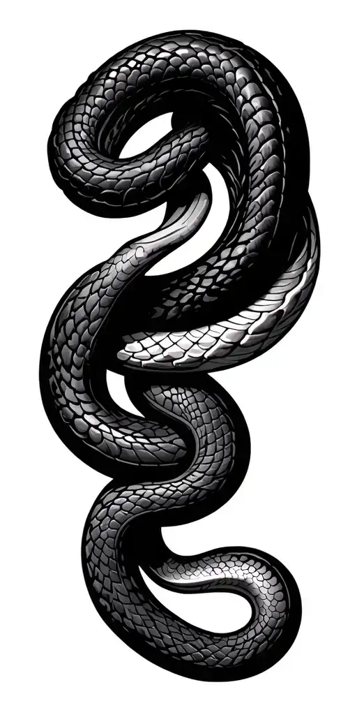 Simple Silhouette Illustration of Two Coiled Snakes Two twisted snakes tattoo design idea