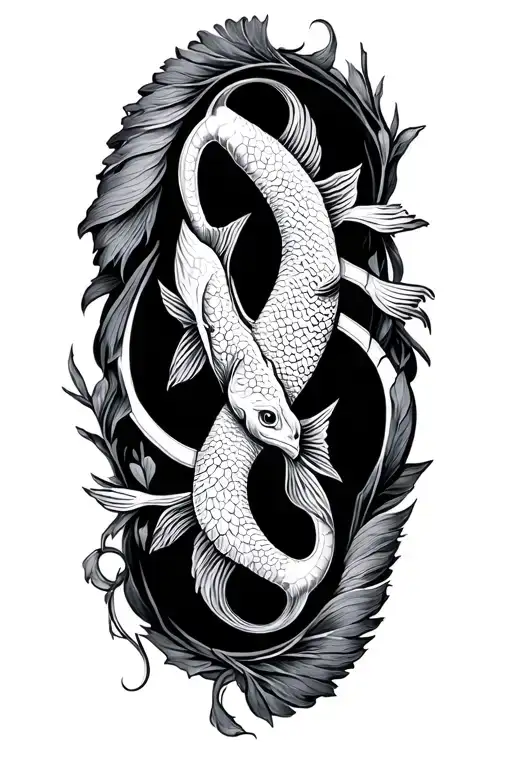 Intertwined Pisces And Libra zodiac sign tattoo design idea