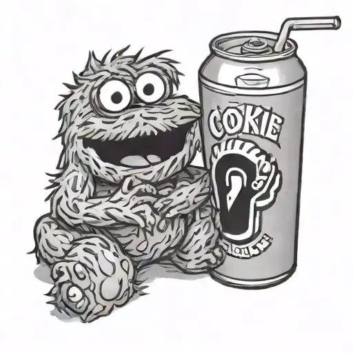 Cookie monster drinking monster energy can tattoo design idea