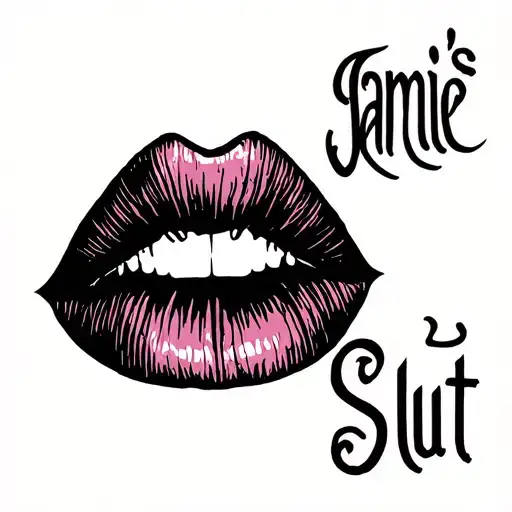 Jamie's Slut lipstick kiss mark tattoo design idea