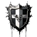 attack on Titan shield weathered, and tattered like a flag tattoo design idea