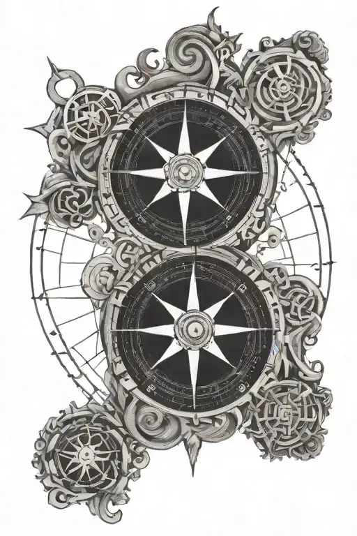 labyrinth compass soft tattoo design idea