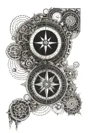 labyrinth compass soft tattoo design idea