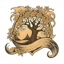 three simple waves bisected by a tree of life tattoo design idea