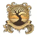 three simple waves bisected by a tree of life tattoo design idea