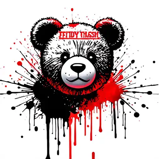 teddy bear face graffiti tattoo design idea