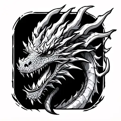 dragon with spikes are fire tattoo design idea