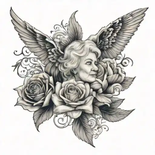 memorial for grandmother surrounded by her favorite tattoo design idea
