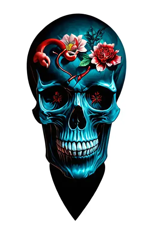 skull and cancer tattoo design idea