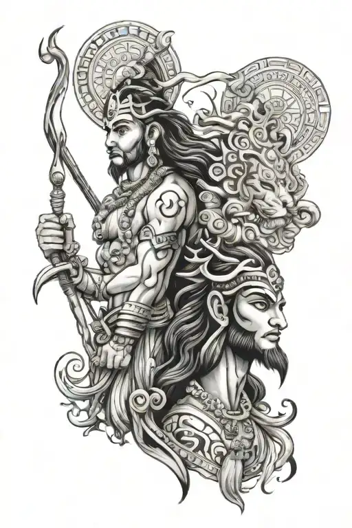 mahadev and hanumanji tattoo design idea