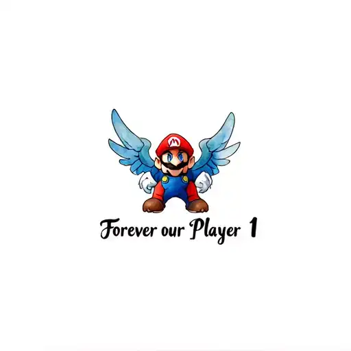 "Forever our Player 1" Mario with Bowser wings tattoo design idea