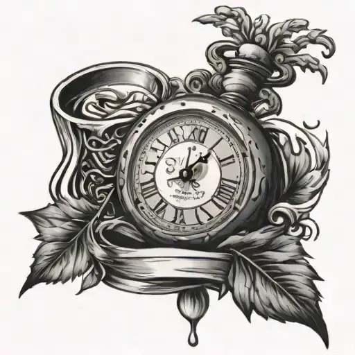 Time and Alcohol tattoo design idea