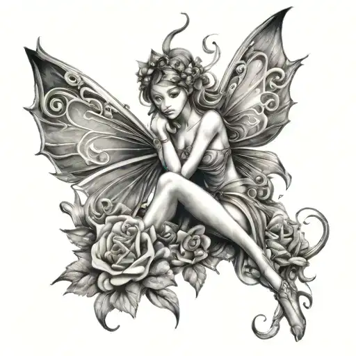 Fairy and magic tattoo design idea