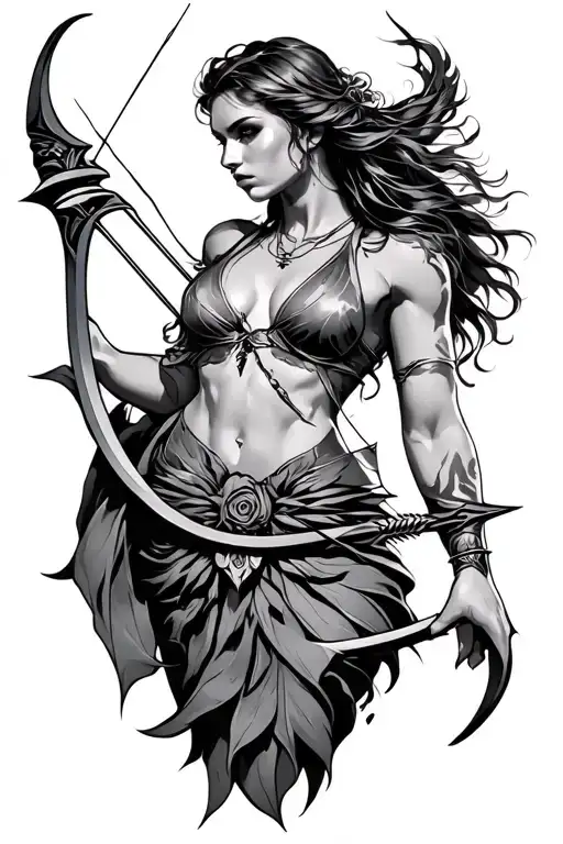 bow and arrow tattoo design idea