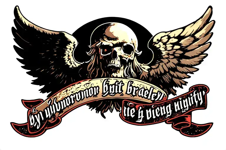 wings, struggle for life, inscription in Russian in the style of "Live by honor, hit bravely, die with dignity", tattoo design idea