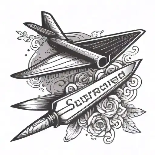 scroll and paper airplane and friendship bracelet and I survived  tattoo design idea