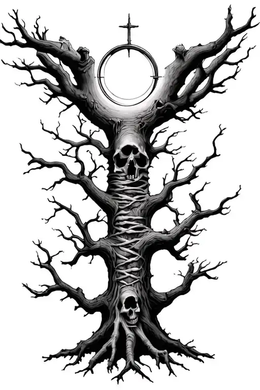 prison,death and family tree  tattoo design idea