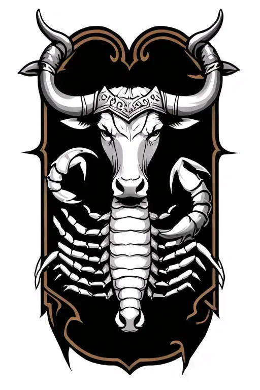 signs of the bull and scorpion side by side in a banner tattoo going around the Viking style tattoo design idea