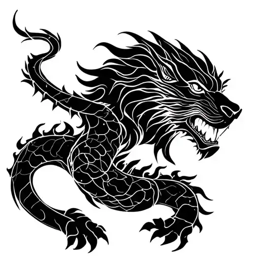 Constellation leo zodiac and a year of the dragon Polynesians  tattoo design idea