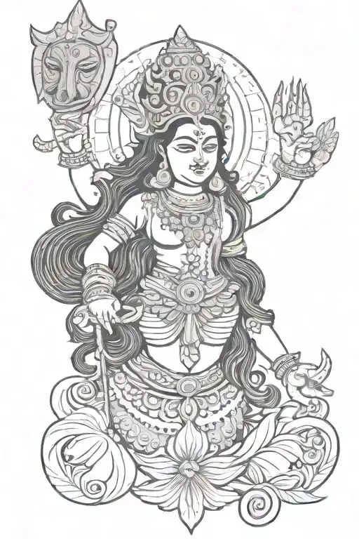 goddess Kali side face with tongue coming out and lord shiva in the background  tattoo design idea