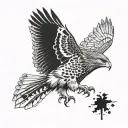 red tailed hawk perched tattoo design idea